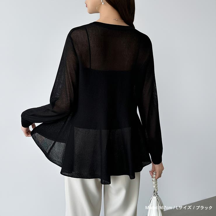 透け感でつくる、シアーペプラム シアーカーディガン ペプラムトップス | COCOMOMO | 詳細画像16 