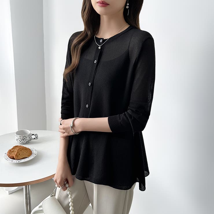 透け感でつくる、シアーペプラム シアーカーディガン ペプラムトップス | COCOMOMO | 詳細画像19 