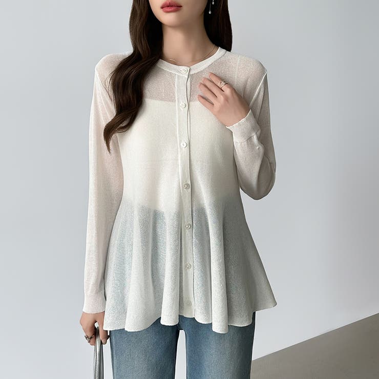 透け感でつくる、シアーペプラム シアーカーディガン ペプラムトップス | COCOMOMO | 詳細画像2 