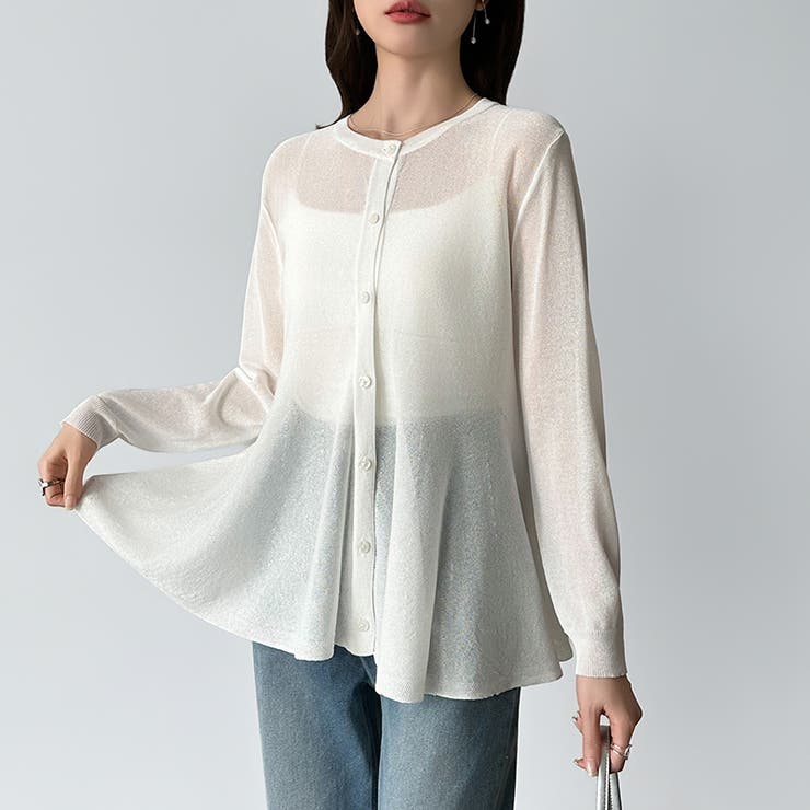 透け感でつくる、シアーペプラム シアーカーディガン ペプラムトップス | COCOMOMO | 詳細画像3 