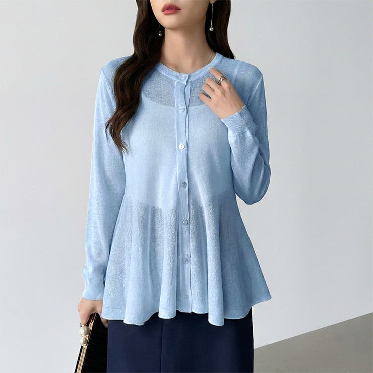 透け感でつくる、シアーペプラム シアーカーディガン ペプラムトップス | COCOMOMO | 詳細画像30 