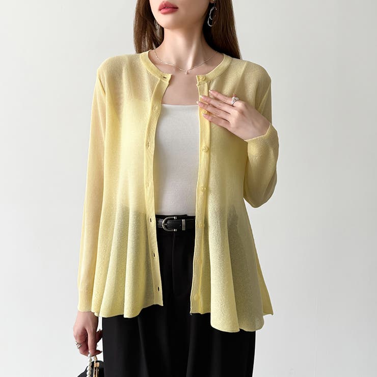 透け感でつくる、シアーペプラム シアーカーディガン ペプラムトップス | COCOMOMO | 詳細画像35 