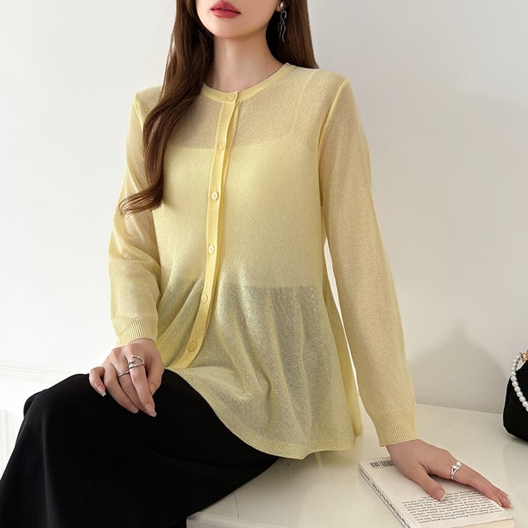 透け感でつくる、シアーペプラム シアーカーディガン ペプラムトップス | COCOMOMO | 詳細画像40 