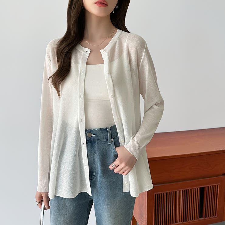 透け感でつくる、シアーペプラム シアーカーディガン ペプラムトップス | COCOMOMO | 詳細画像9 