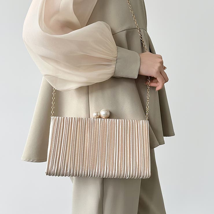 【プリーツ×大粒パールが映える】3wayパーティーバッグ クラッチバッグ パーテ… | COCOMOMO | 詳細画像11 