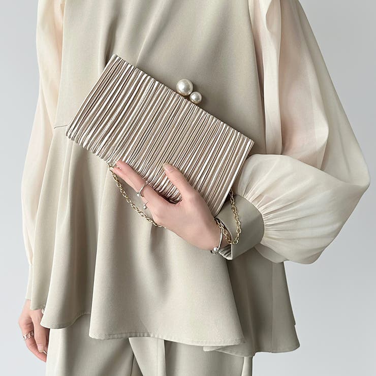【プリーツ×大粒パールが映える】3wayパーティーバッグ クラッチバッグ パーテ… | COCOMOMO | 詳細画像12 