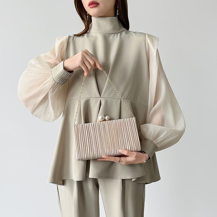 【プリーツ×大粒パールが映える】3wayパーティーバッグ クラッチバッグ パーテ… | COCOMOMO | 詳細画像14 