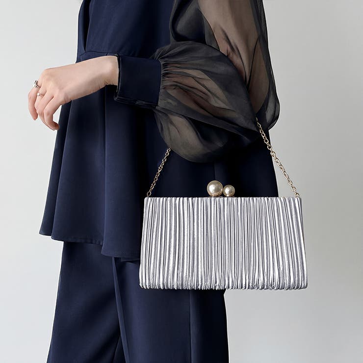 【プリーツ×大粒パールが映える】3wayパーティーバッグ クラッチバッグ パーテ… | COCOMOMO | 詳細画像17 