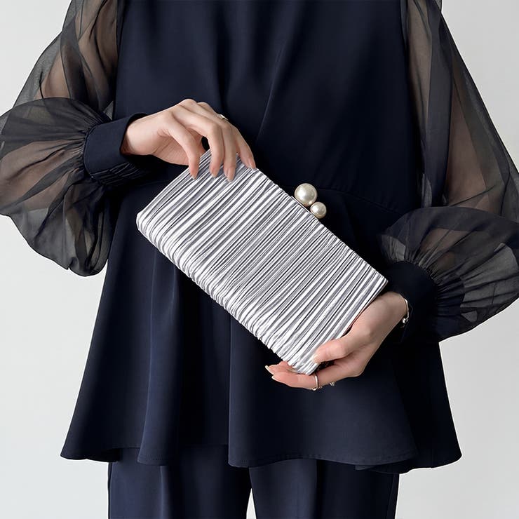 【プリーツ×大粒パールが映える】3wayパーティーバッグ クラッチバッグ パーテ… | COCOMOMO | 詳細画像18 