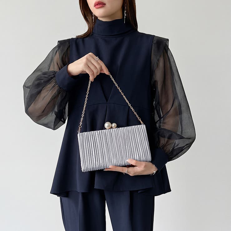 【プリーツ×大粒パールが映える】3wayパーティーバッグ クラッチバッグ パーテ… | COCOMOMO | 詳細画像19 