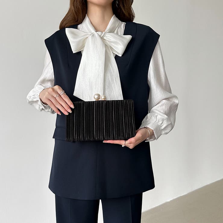 【プリーツ×大粒パールが映える】3wayパーティーバッグ クラッチバッグ パーテ… | COCOMOMO | 詳細画像5 