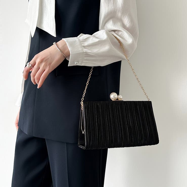 【プリーツ×大粒パールが映える】3wayパーティーバッグ クラッチバッグ パーテ… | COCOMOMO | 詳細画像6 