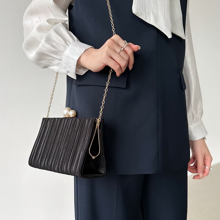 【プリーツ×大粒パールが映える】3wayパーティーバッグ クラッチバッグ パーテ… | COCOMOMO | 詳細画像7 