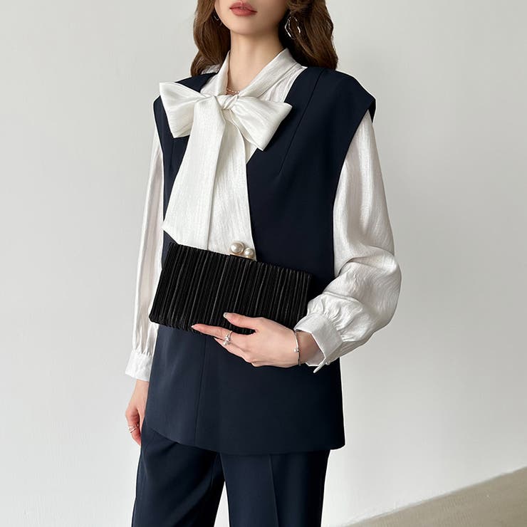 【プリーツ×大粒パールが映える】3wayパーティーバッグ クラッチバッグ パーテ… | COCOMOMO | 詳細画像8 