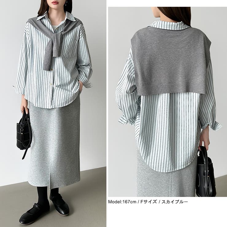 ちょうどいい抜け感。ダブルラインストライプシャツ ストライプシャツ シャツ | COCOMOMO | 詳細画像16 