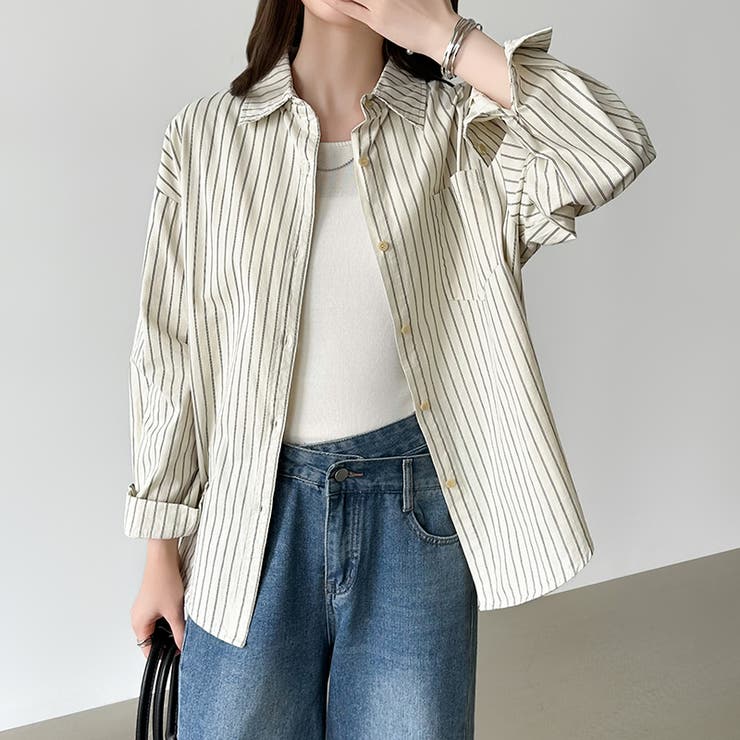 ちょうどいい抜け感。ダブルラインストライプシャツ ストライプシャツ シャツ | COCOMOMO | 詳細画像2 