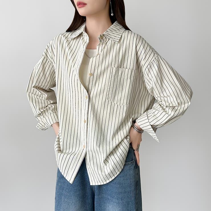 ちょうどいい抜け感。ダブルラインストライプシャツ ストライプシャツ シャツ | COCOMOMO | 詳細画像3 