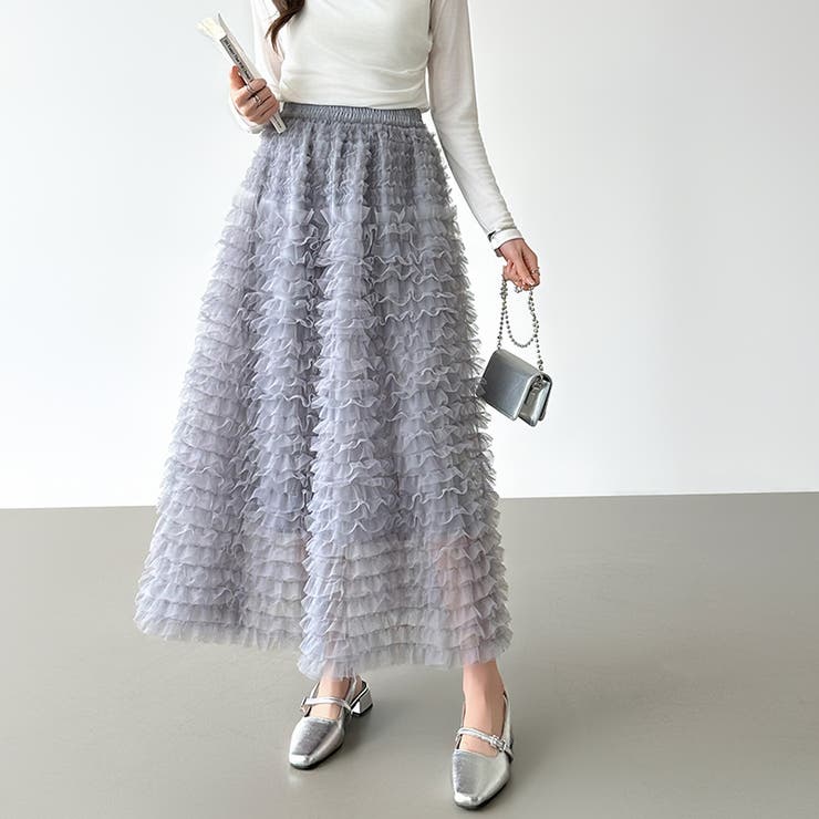 華やかさを味方にするティアードチュールスカート チュールスカート スカート | COCOMOMO | 詳細画像11 