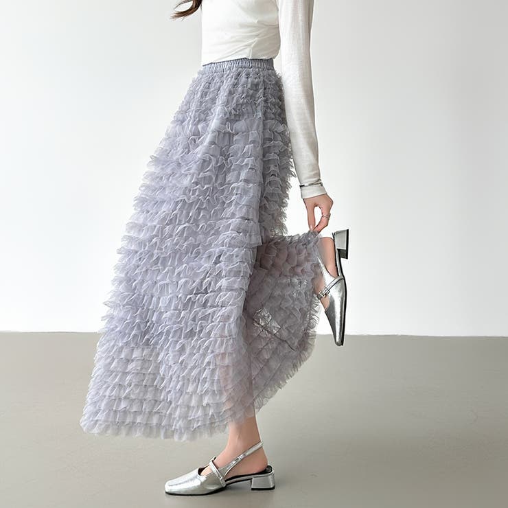 華やかさを味方にするティアードチュールスカート チュールスカート スカート | COCOMOMO | 詳細画像12 