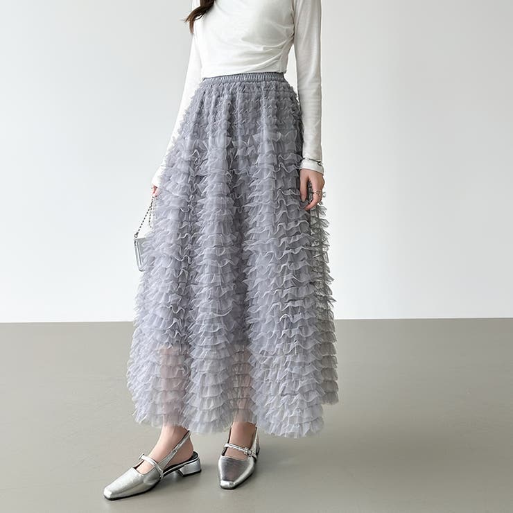 華やかさを味方にするティアードチュールスカート チュールスカート スカート | COCOMOMO | 詳細画像13 