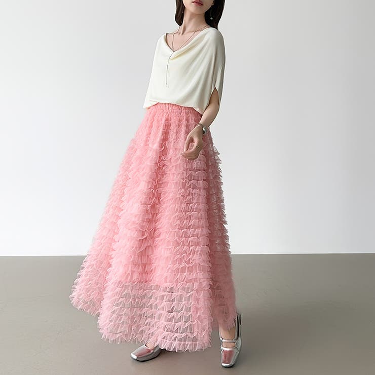 華やかさを味方にするティアードチュールスカート チュールスカート スカート | COCOMOMO | 詳細画像26 