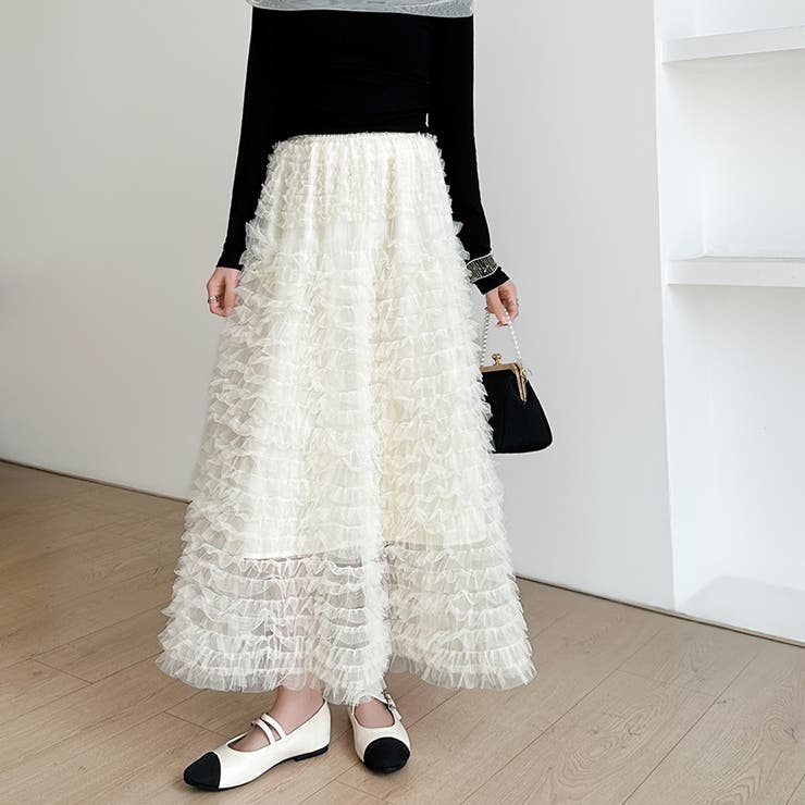 華やかさを味方にするティアードチュールスカート チュールスカート スカート | COCOMOMO | 詳細画像9 