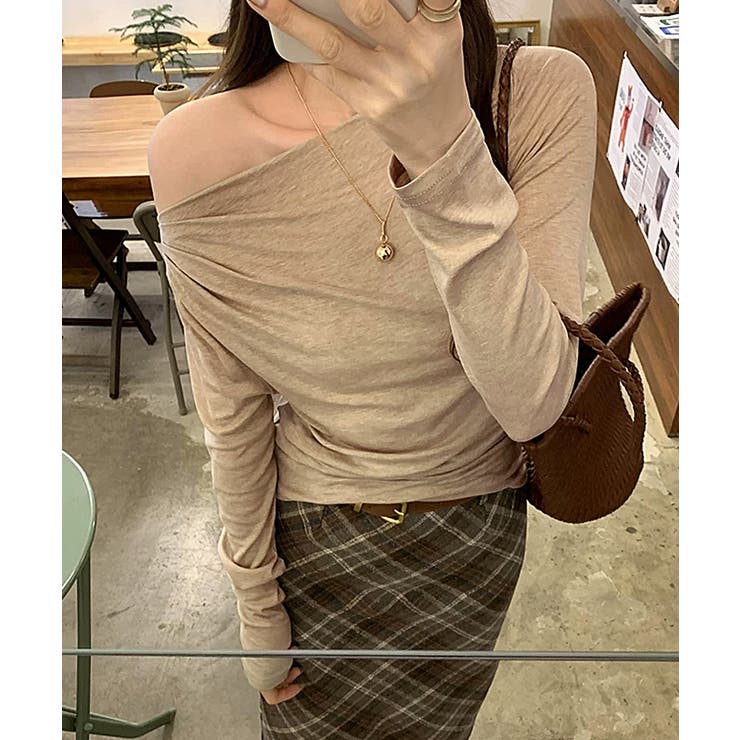 アシメギャザーオフショルトップス オフショルダー ワンショルダー | COCOMOMO | 詳細画像10 