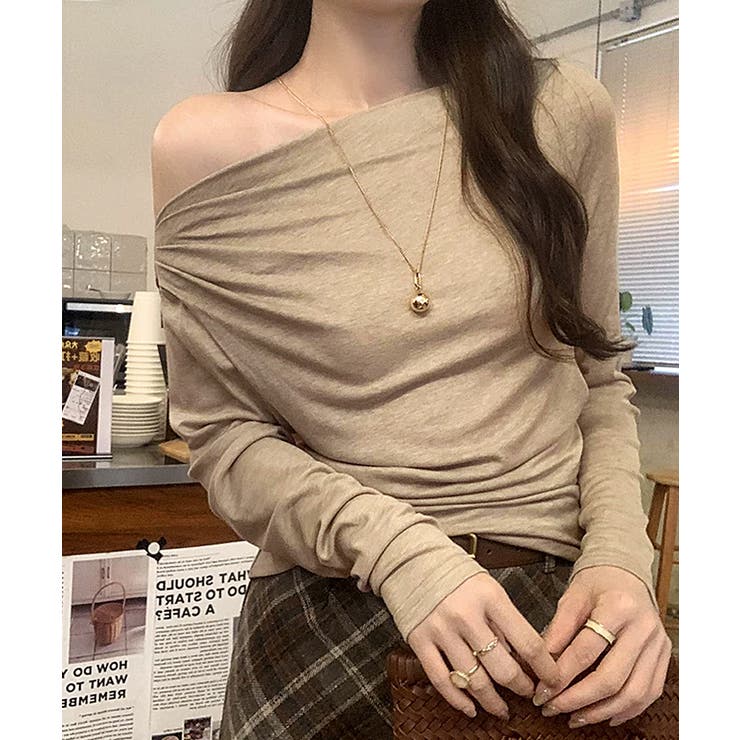 アシメギャザーオフショルトップス オフショルダー ワンショルダー | COCOMOMO | 詳細画像11 