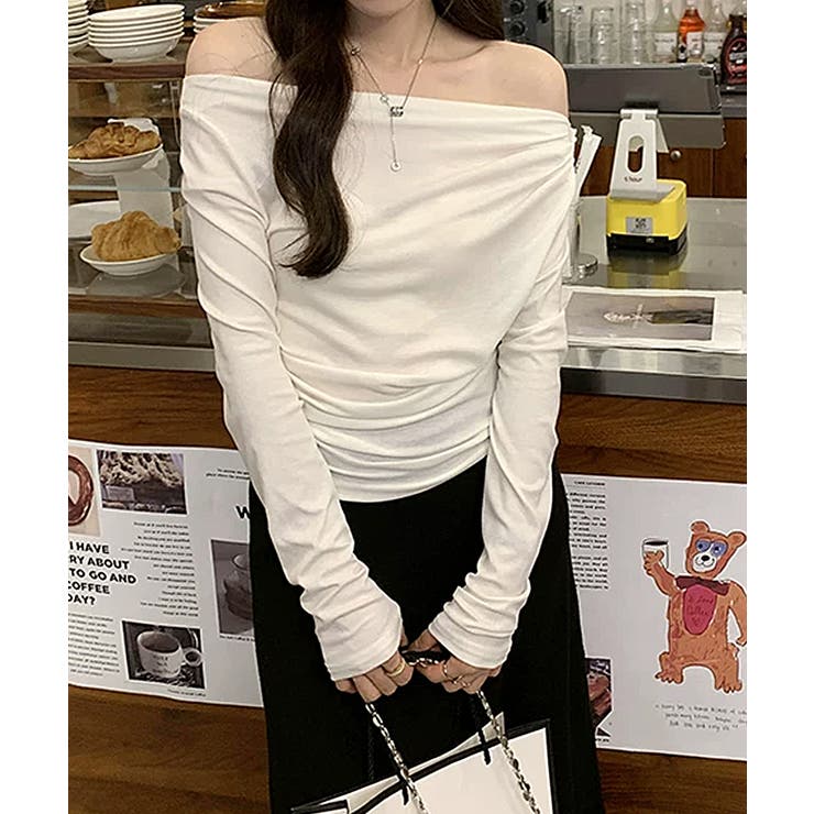 アシメギャザーオフショルトップス オフショルダー ワンショルダー | COCOMOMO | 詳細画像13 