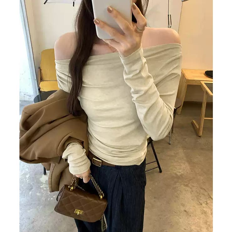 アシメギャザーオフショルトップス オフショルダー ワンショルダー | COCOMOMO | 詳細画像4 