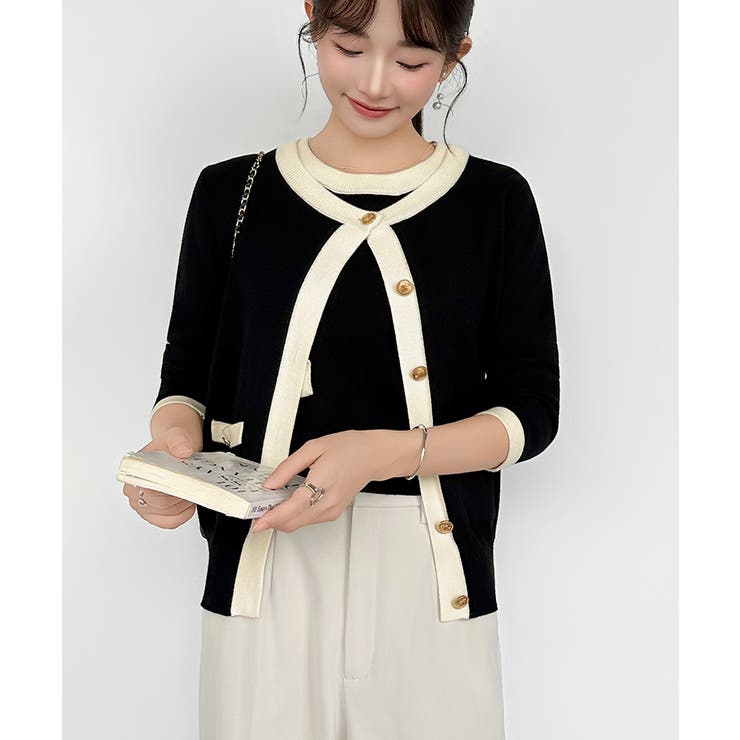 【オンオフ対応】配色サマーニットアンサンブル アンサンブル ニットカーディガン | COCOMOMO | 詳細画像7 