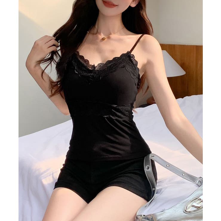 レーストリムカップ付きキャミソール レースキャミソール カップ付き | COCOMOMO | 詳細画像16 