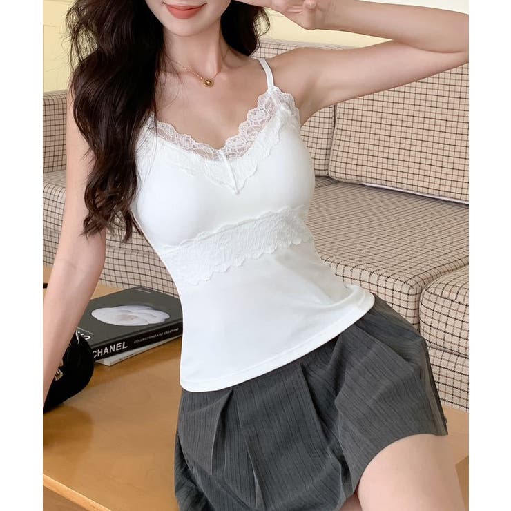 レーストリムカップ付きキャミソール レースキャミソール カップ付き | COCOMOMO | 詳細画像4 