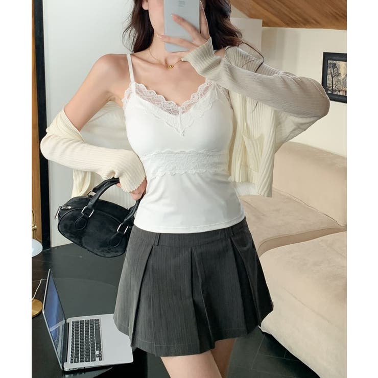 レーストリムカップ付きキャミソール レースキャミソール カップ付き | COCOMOMO | 詳細画像7 