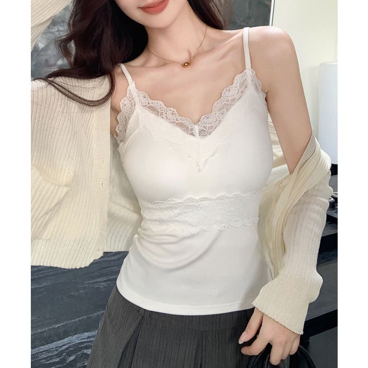 レーストリムカップ付きキャミソール レースキャミソール カップ付き | COCOMOMO | 詳細画像8 