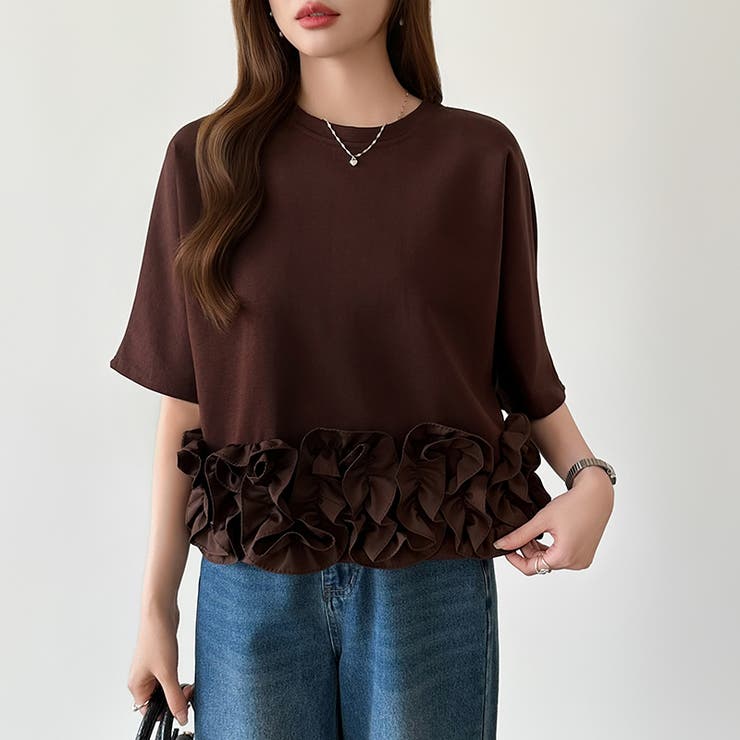 [どこから見ても大人可愛い]フリルドッキングトップス 裾フリル tシャツ | COCOMOMO | 詳細画像12 