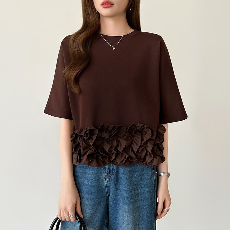 [どこから見ても大人可愛い]フリルドッキングトップス 裾フリル tシャツ | COCOMOMO | 詳細画像18 