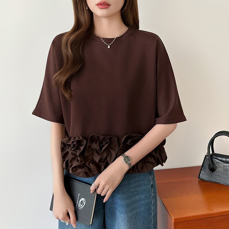 [どこから見ても大人可愛い]フリルドッキングトップス 裾フリル tシャツ | COCOMOMO | 詳細画像20 