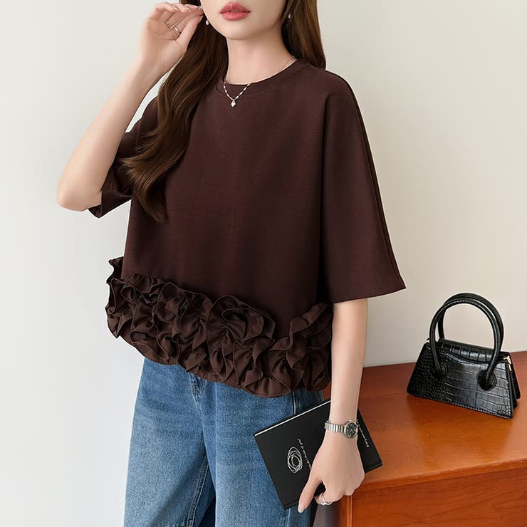 [どこから見ても大人可愛い]フリルドッキングトップス 裾フリル tシャツ | COCOMOMO | 詳細画像21 