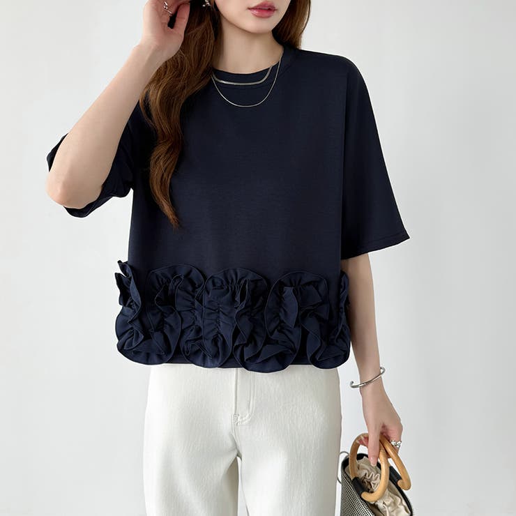 [どこから見ても大人可愛い]フリルドッキングトップス 裾フリル tシャツ | COCOMOMO | 詳細画像58 