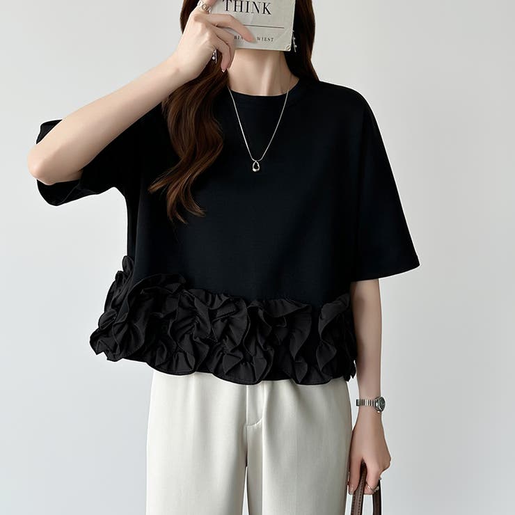 [どこから見ても大人可愛い]フリルドッキングトップス 裾フリル tシャツ | COCOMOMO | 詳細画像32 