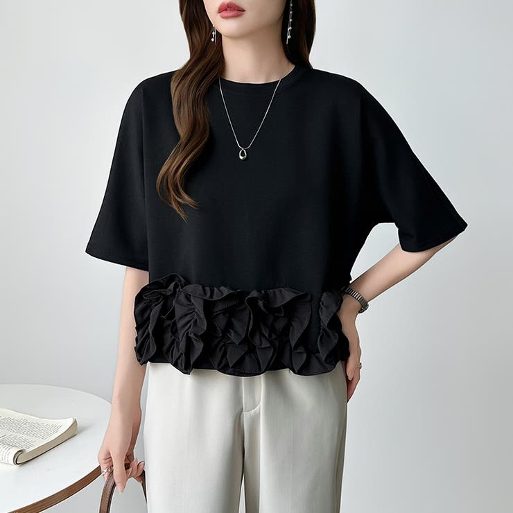 [どこから見ても大人可愛い]フリルドッキングトップス 裾フリル tシャツ | COCOMOMO | 詳細画像39 