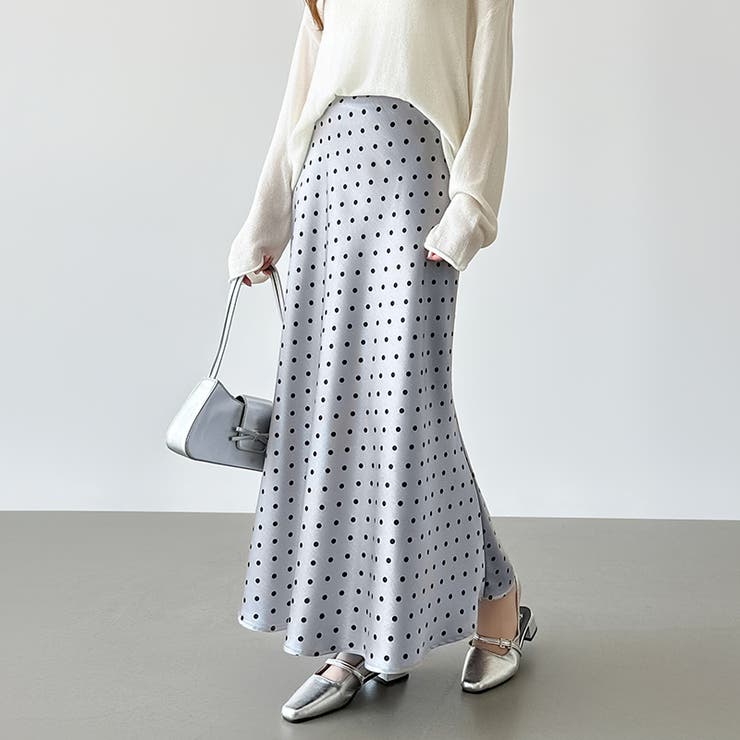 【大人の艶っぽサテン】 サテンドットマーメイドスカート サテンスカート | COCOMOMO | 詳細画像30 