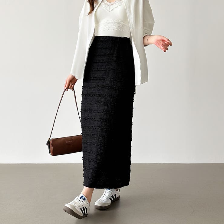 フクレジャガード ナロースカート シャーリングスカート | COCOMOMO | 詳細画像12 