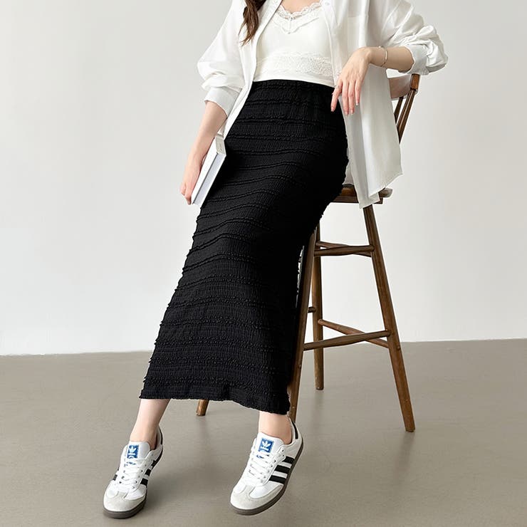 フクレジャガード ナロースカート シャーリングスカート | COCOMOMO | 詳細画像14 