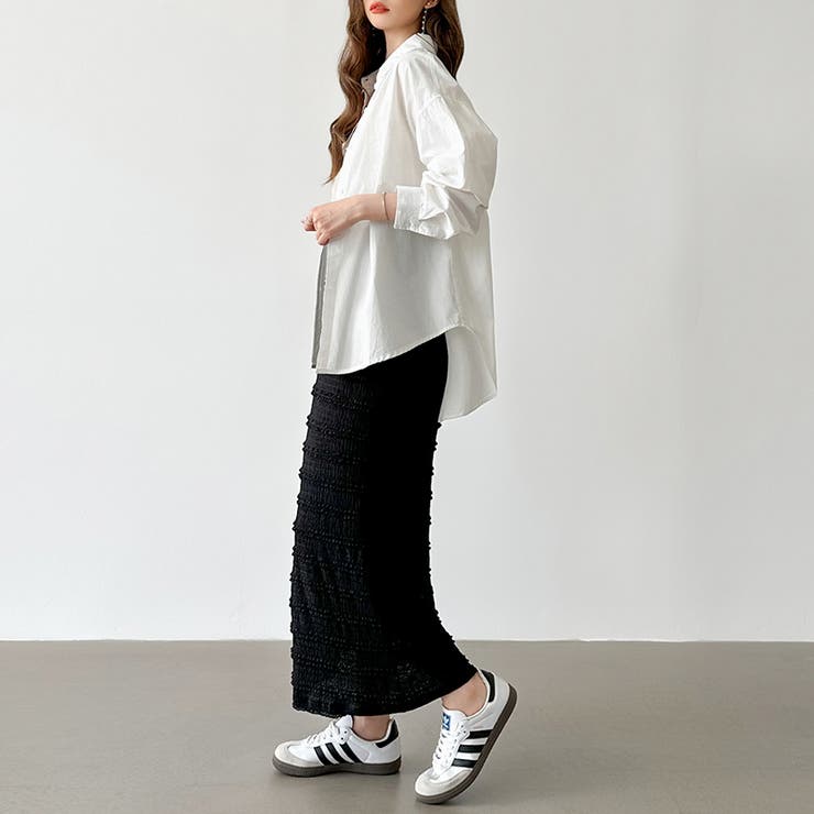 フクレジャガード ナロースカート シャーリングスカート | COCOMOMO | 詳細画像16 