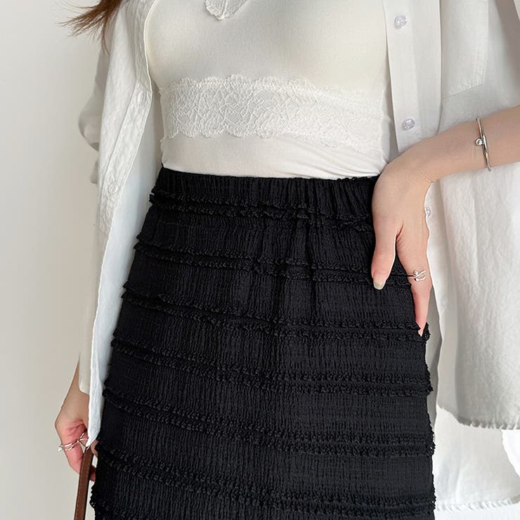 フクレジャガード ナロースカート シャーリングスカート | COCOMOMO | 詳細画像17 