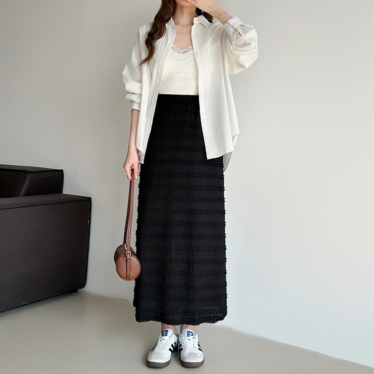 フクレジャガード ナロースカート シャーリングスカート | COCOMOMO | 詳細画像18 