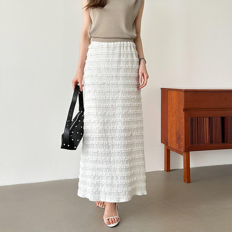 フクレジャガード ナロースカート シャーリングスカート | COCOMOMO | 詳細画像2 