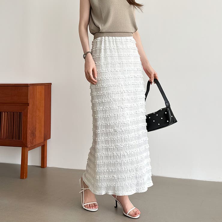 フクレジャガード ナロースカート シャーリングスカート | COCOMOMO | 詳細画像3 